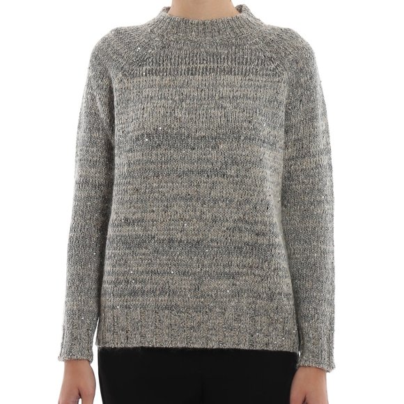 WEEKEND MAX MARA Vivetta Sequined Wool blend Cocktail Raglan Sweater Pullover 8 - Picture 1 of 16